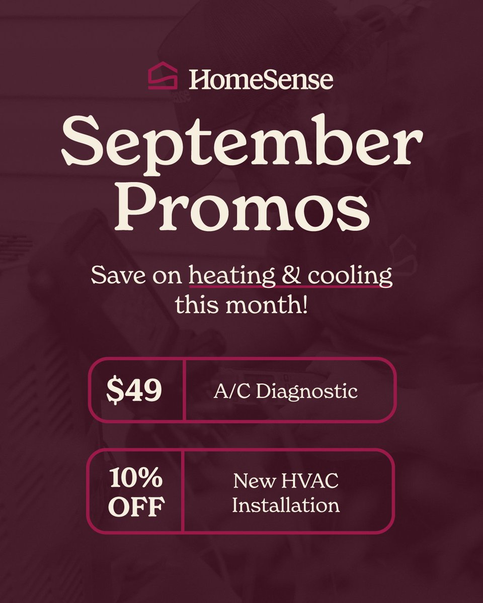 TrustHomesense's tweet photo. Funny noises? Strange leaks? A/C not completely keeping up these last hot days of the year?

We might be ready to leave A/C season behind, but if you have something you’re concerned about, this is the time to get it looked at. https://t.co/fhTrDXBPWC