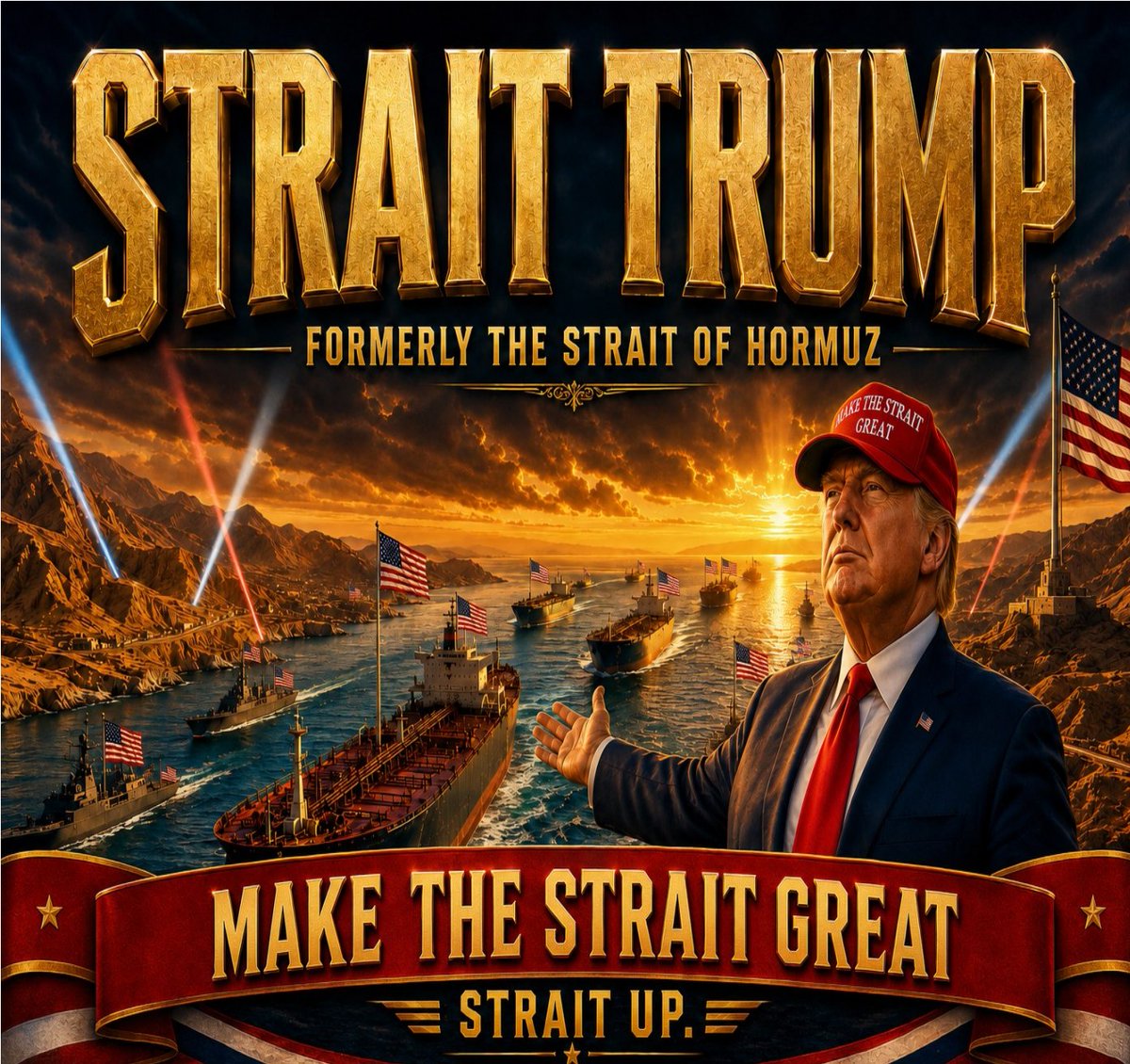 IsraelIsbe49028's tweet photo. "Trump Strait?" No, Mr. President, we prefer "STRAIT TRUMP"! https://t.co/HM2muqPjMC