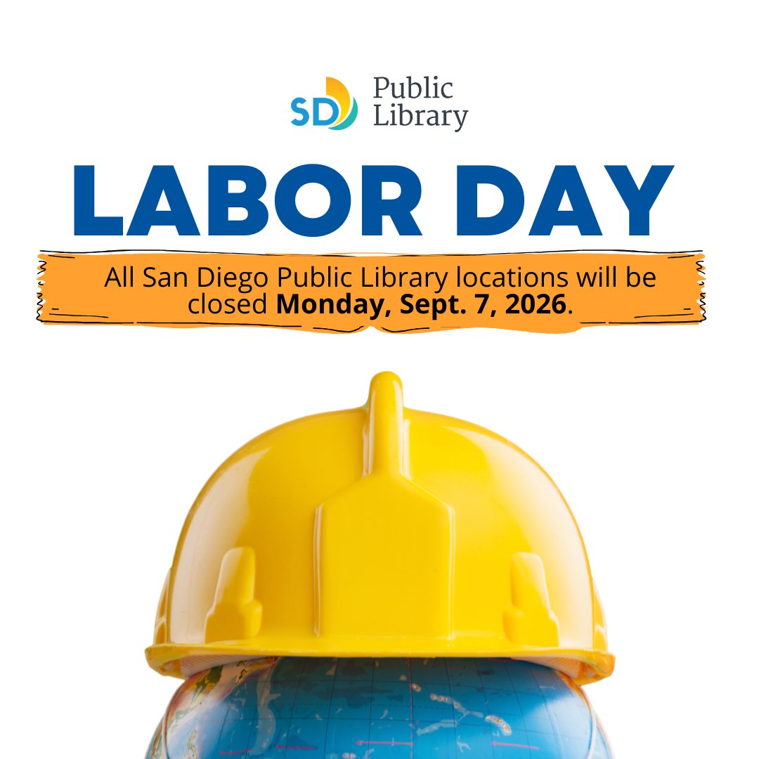 SDPublicLibrary's tweet photo. For #LaborDay, all San Diego Public Library locations will be closed. Today is your last chance to grab some books for the long weekend! https://t.co/ckUCxer32v