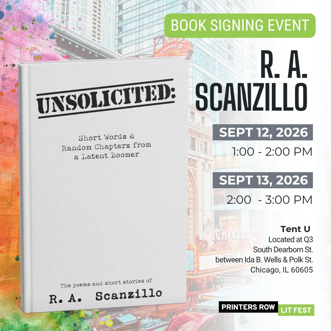 ArchwayPub's tweet photo. Archway Publishing authors are coming to the 2026 @PrintersRowFest!

Meet R. A. Scanzillo, Rita R. Melissano, and Suzanne McKenzie for scheduled book signings at Tent U on September 12–13:

https://t.co/TVzaYeYsgB

#ArchwayPublishing #PrintersRowLitFest https://t.co/PMzKfpU98P