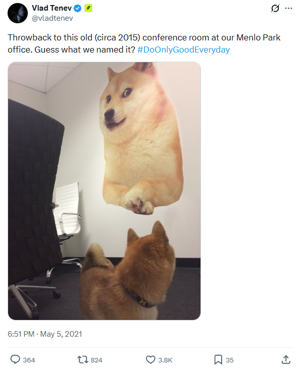 moneydog_token's tweet photo. @vladtenev How it all started at the office, do you still remember Vlad? https://t.co/Rq1hVpwczM