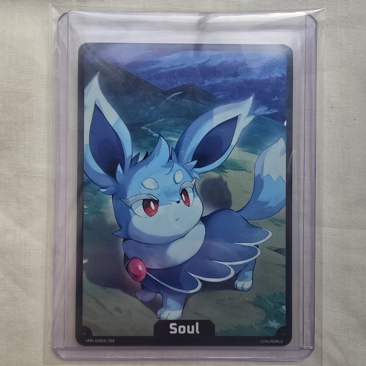 Mistaken1477's tweet photo. Is Cattiva Gold Soul 002 really the rarest card in Palworld TCG?

I feel like this Nox 008 Soul from the PR Vol 1 pack seems to be going unnoticed. Very few have surfaced online as of yet

Pull rates are rumouring from 1-50 or 1-100 packs!

What's everyone's thoughts? https://t.co/cyGjZ4kvjc