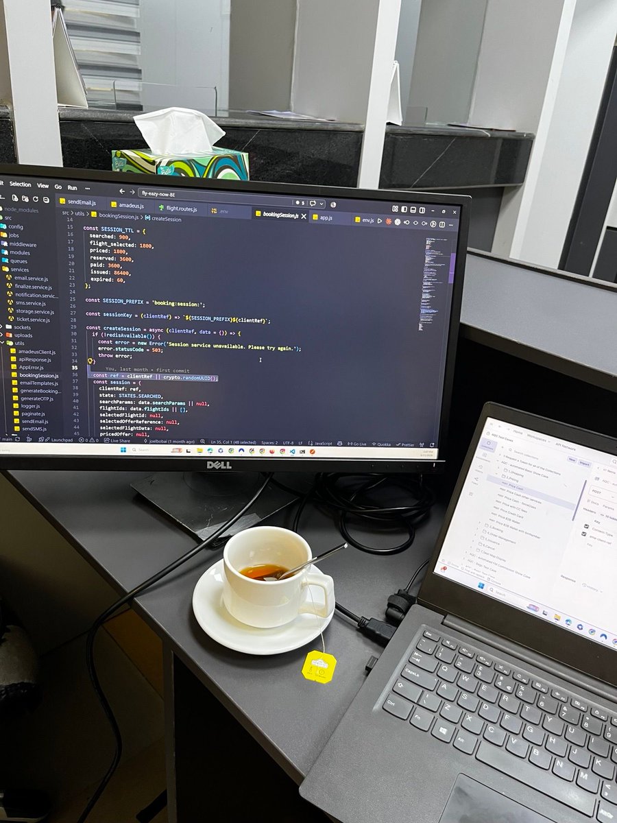 Joelisaiahbobai's tweet photo. Another day, another deep dive into backend architecture. Wrangling session configs, setting TTLs, and testing endpoints. The grind never stops when you're building robust systems. 💻⚡️
#CodeLife #SoftwareEngineer #BackendDeveloper #CodingJourney #DeveloperSetup #VSCode #Postman https://t.co/6RwARwD5kD