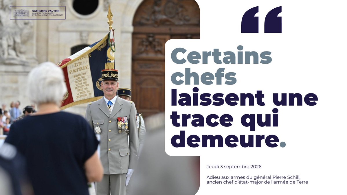 CaVautrin's tweet photo. Certains chefs laissent une trace qui demeure.

La vôtre se trouvera dans une armée de Terre plus forte,
plus réactive et plus européenne,
plus confiante, et mieux préparée à affronter les combats qui viennent.

Dans votre dernier ordre du jour, vous avez dit aux soldats de l’armée de Terre : 

« L’avenir, vous n’avez pas à le prévoir, mais à le permettre. »

Général, c’est exactement ce que vous avez fait.