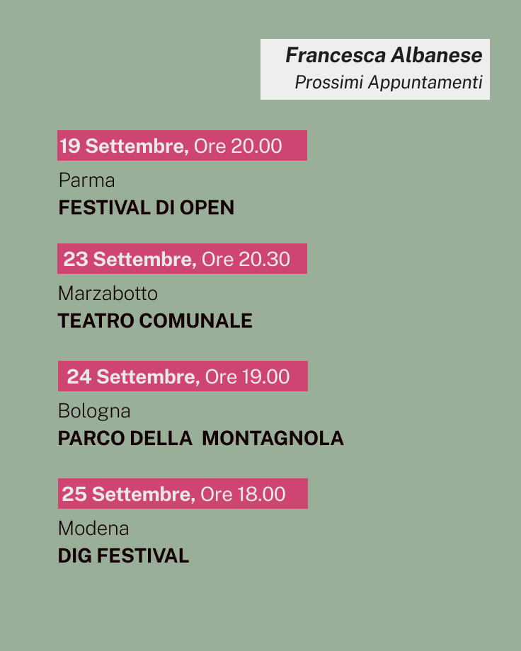 FranceskAlbs's tweet photo. Settembre.
Si torna in Italia.
Per parlare ancora di Palestina, dove il genocidio continua, con la complicità di troppi.
E per ragionare insieme su come continuare a lottare, affinché disuguaglianze, discriminazione, genocidi,  diventino presto solo memorie, amare, del passato. https://t.co/2s6VZVLIGm