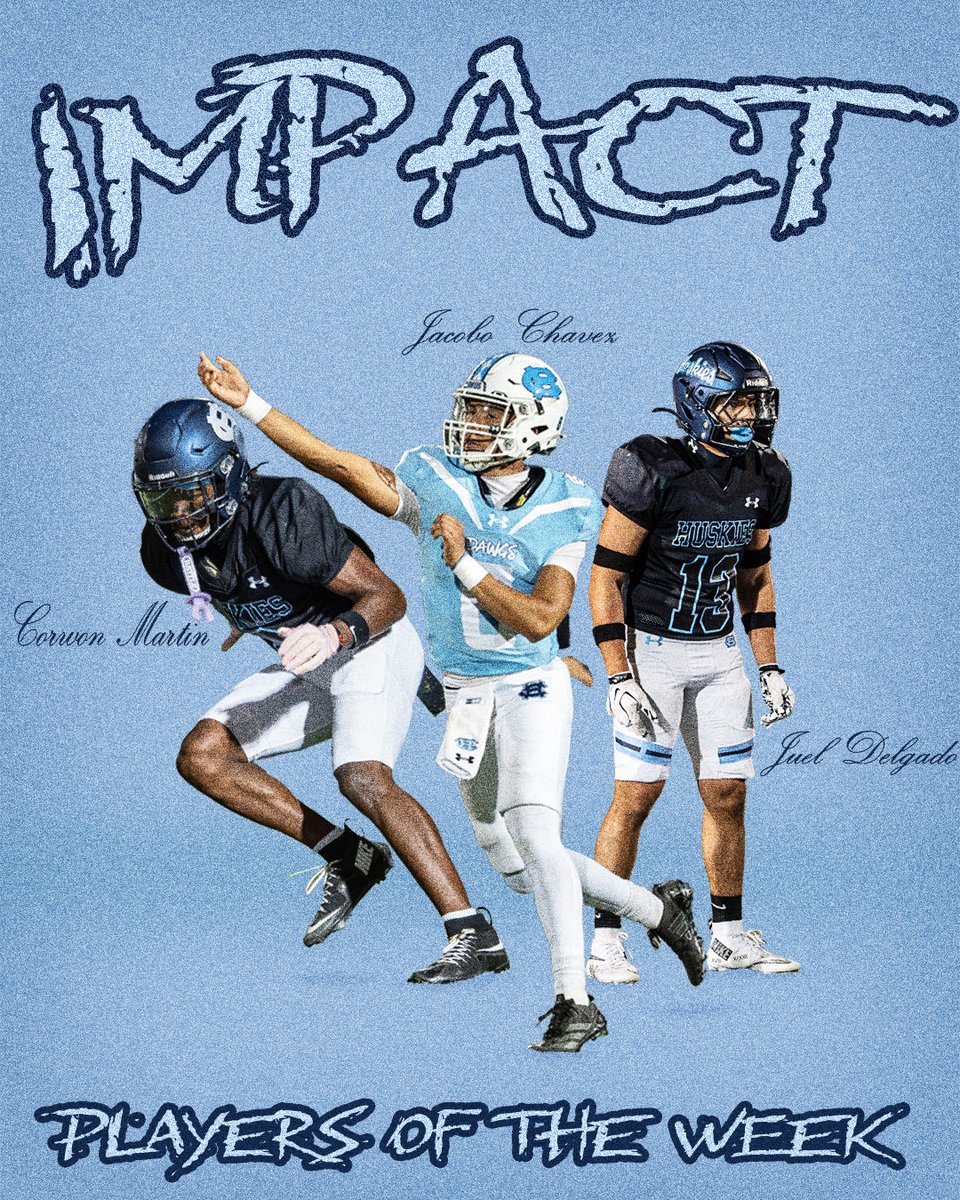 ChapinHuskiesFB's tweet photo. This week’s Impact Players of the Week—on and off the field—are:

🔹 Corwon Martin
🔹 Jacobo Chavez
🔹 Juel Delgado

These young men are making a difference with their effort, leadership, and commitment to the Husky Family. Proud of the work you’re putting in—keep leading the way!#HuskyFamily  #WRTN #BxB 🧱 #ENG