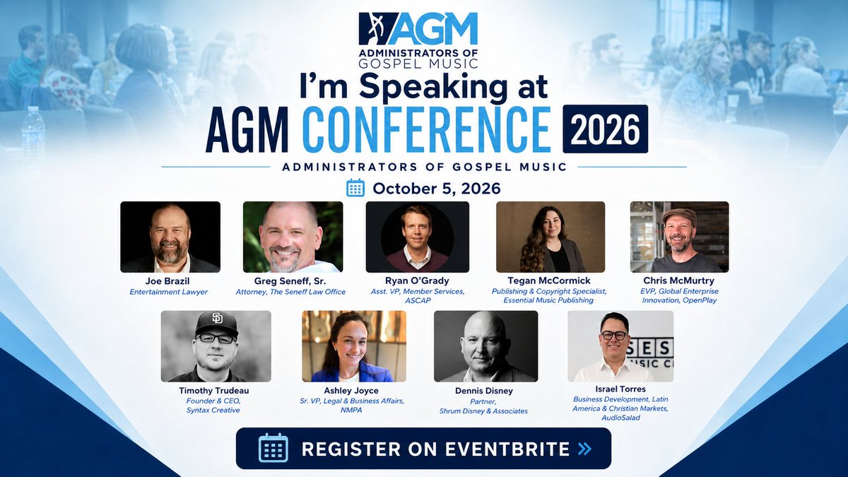 SyntaxCreative's tweet photo. Our CEO will be be speaking at AGM.
 
Looking forward to being in the room with a great group of people working across music publishing, rights, legal, technology, distribution, and the business of music.
 
If you’re going to be there, come say hello.
 
Link in first comment. https://t.co/uAp1Oef7Do