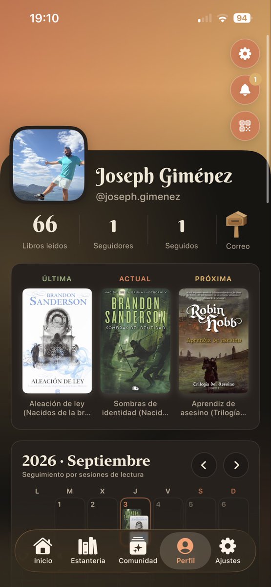 Joseph90G's tweet photo. La verdad que la aplicación de @Mistbook es bastante chula. Me gusta el poder evaluar el libro en base a diferentes aspectos (plot twist, ritmo..) y por notas decimales (no es igual un libro de 4⭐️o de 5⭐️). Este es mi usuario por si me queréis seguir y os sigo de vuelta 😊 https://t.co/h8SRHtIM1M