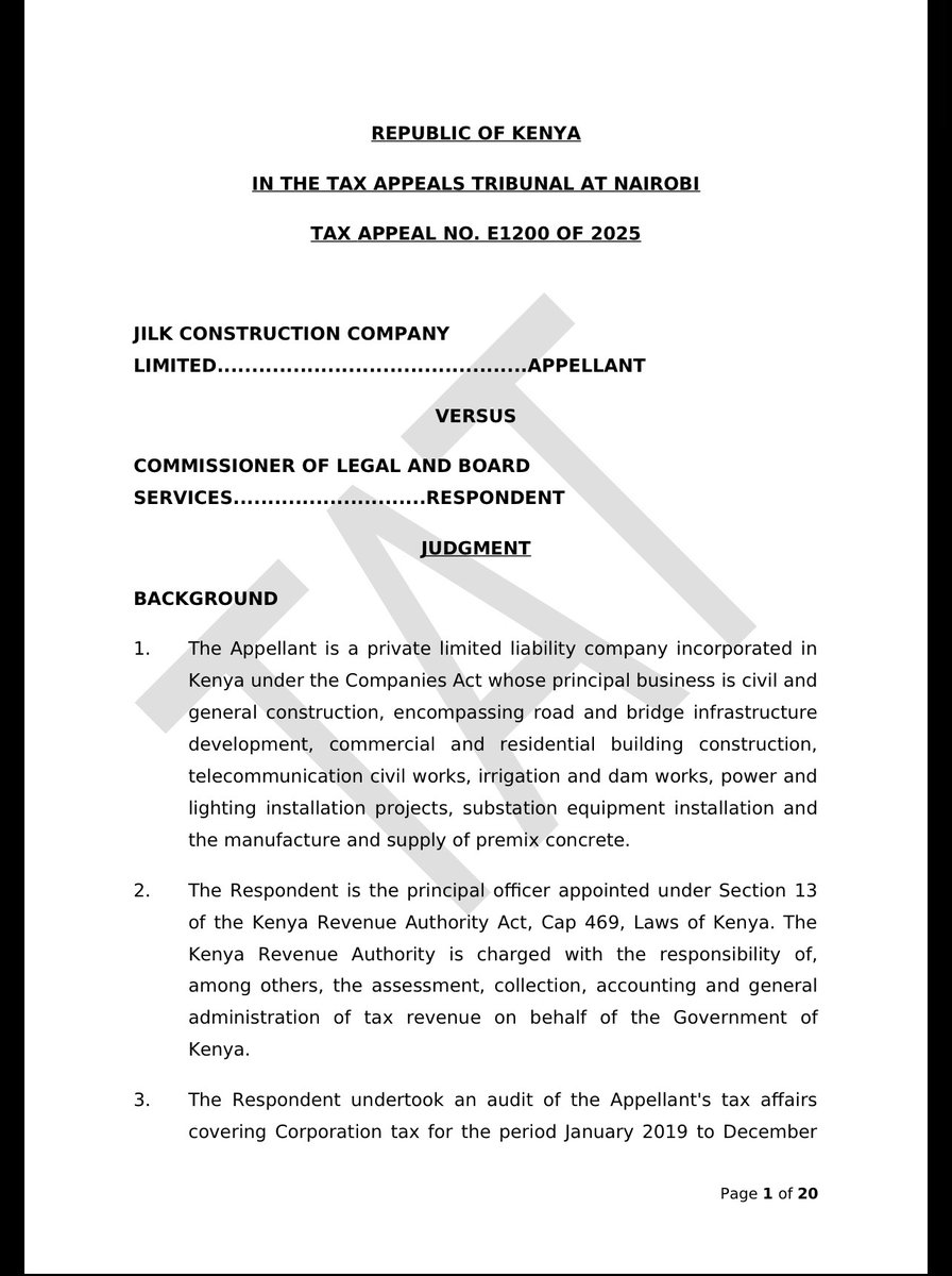 Lexken_EMSLaw's tweet photo. 🚨 How a lack of evidence cost a construction company a KSh 1.38 billion tax bill, even after it won a key point of law that many Kenyan taxpayers had quietly accepted for years.

The case is Jilk Construction Company Ltd v Commissioner of Legal and Board Services, and it proves a hard truth about tax disputes: cases are won on evidence, not arguments.

The contractor won an important legal point. The Revenue had disallowed subcontractor fees purely because the company failed to withhold tax on them, and the Tribunal held that this, by itself, is not a lawful basis for disallowing an expense. In its own words, had the matter rested there, the appellant's complaint would have carried force.

Yet the contractor lost every single item. Winning a point of law, it turns out, is not the same as winning an item, and what happened next holds a lesson every business, especially in construction, needs to understand.

We break down the two propositions this decision establishes, why the contractor still lost KSh 1.38 billion, and the evidentiary discipline that decided it, in a detailed analysis.

👉 Read the full blog on our website https://t.co/5LzDGsX249 and follow @Lexken_EMSLaw  for practical legal insights on tax, dispute resolution and regulatory compliance.