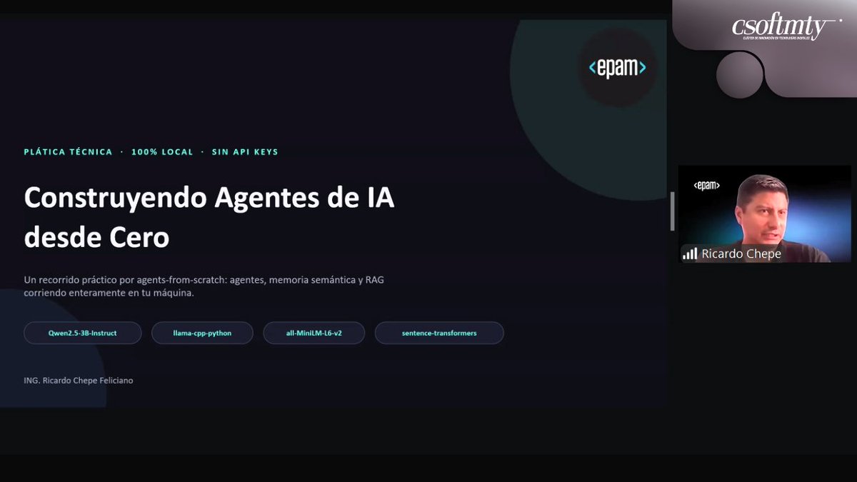 Csoftmty's tweet photo. En la sesión de hoy del taller Agentes y Arquitecturas Agénticas, impartido por EPAM NEORIS, nuestros participantes están aprendiendo a construir agentes de IA desde cero, explorando cómo pueden transformar la manera en que trabajamos.
#Csoftmty @epamneoris_esp #IA #Tecnología https://t.co/doj7I6oBAn