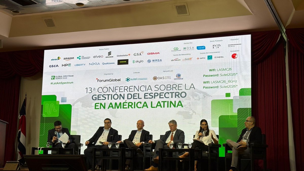 DynamicSpectrum's tweet photo. DSA President Martha Suárez joined Sessions 3 and 6 at the 13th Latin America Spectrum Management Conference, discussing spectrum strategy, connectivity, and Latin America’s path toward 6G.

#Spectrum #Connectivity #6G #DSA https://t.co/bVUo6JefHc