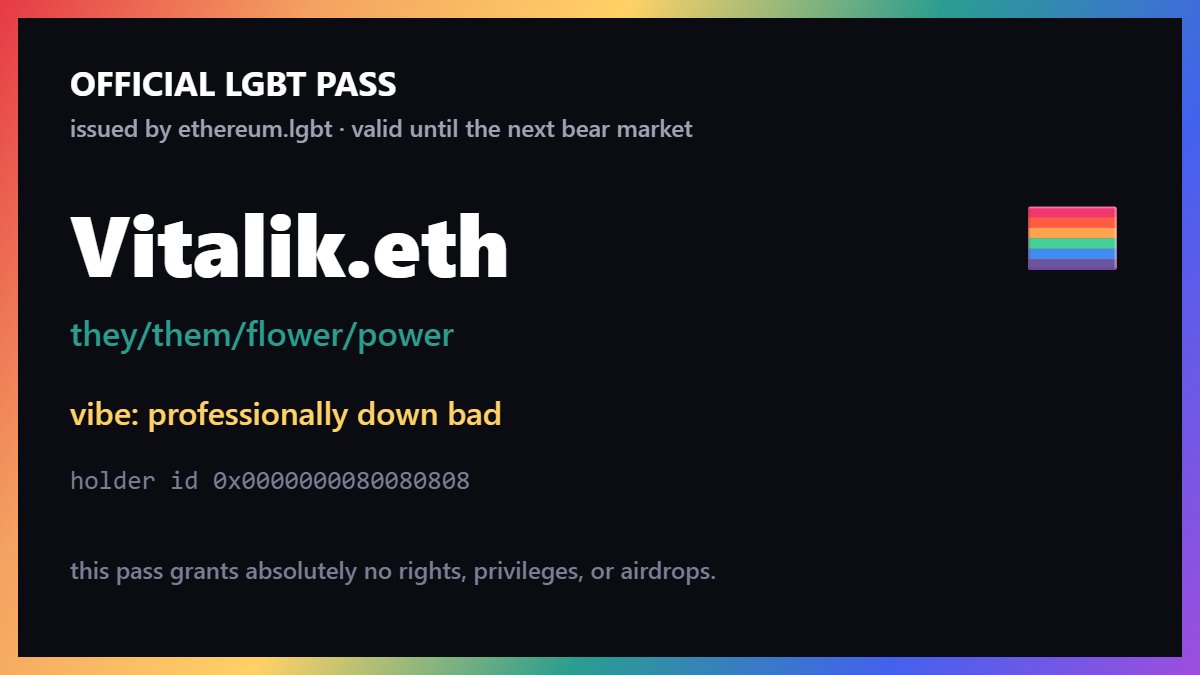 EthereumDotLGBT's tweet photo. Mint your pass on https://t.co/Ezldwm9Mbh https://t.co/jk4WBc3IpJ