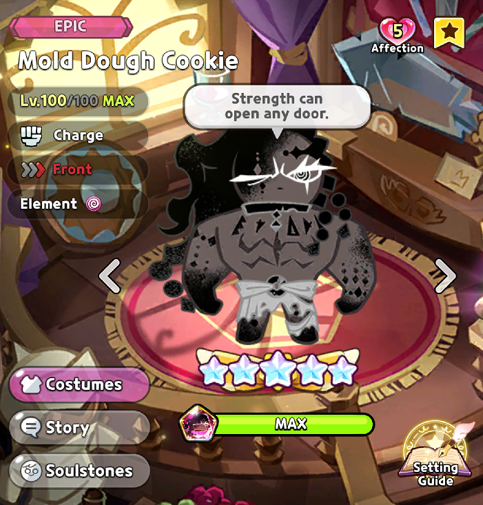 chrysoneiro's tweet photo. I love my gacha game f/os lmfao.

Mold was maxxed out within a month or two, while Spice is nearly maxxed out after over a year (honestly I'd be shocked if I get him maxxed out before BurningPeach's next anniversary lol) https://t.co/rbZRN5dYsA
