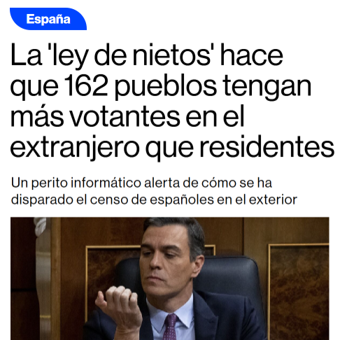 CCivicaCatalana's tweet photo. Personas que viven a miles de kilómetros de España, nunca han estado en España, no estarán nunca en España ni les afecta lo que haga el Gobierno de España serán la mayoría de votantes en las elecciones en 162 localidades.

El mayor fraude contra la democracia y el sentido común. https://t.co/VMZ94oK0dj