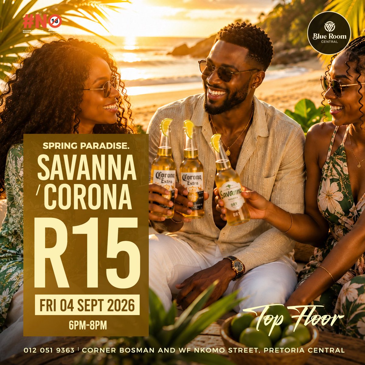 BlueroomCBD's tweet photo. 🌴 SPRING PARADISE 🌴

Come enjoy the spring vibes with us! 

Corona &amp; Savanna R15 per unit. | 6PM–8PM

📍 Top Floor | See you there! https://t.co/21rBY15Sfq