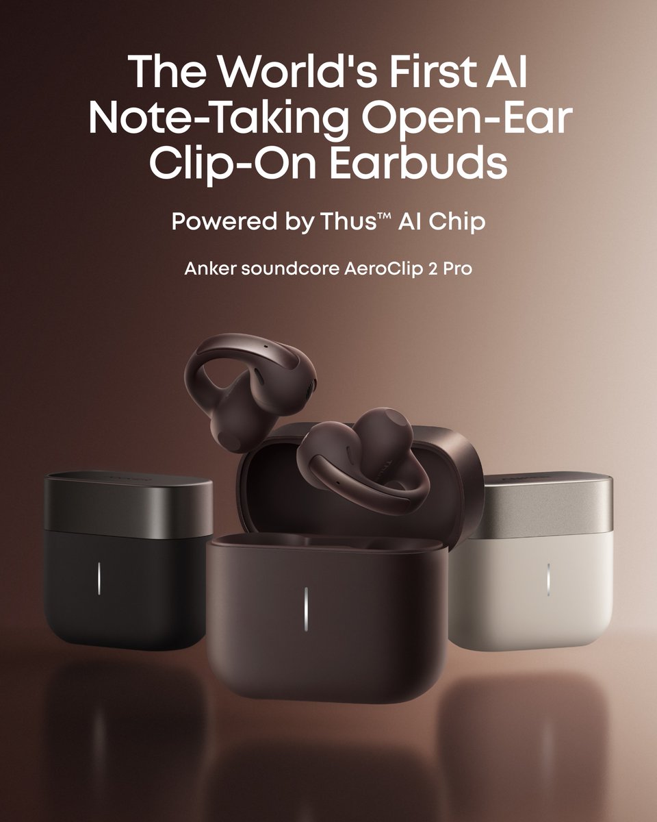 soundcoreaudio's tweet photo. A new era of AI audio is coming.
More Anker soundcore earbuds powered by the Anker Thusβ’ AI Chip Platform are on the way β for open awareness, balanced freedom, deep focus, and clearer conversations.
#IFA2026
#Anker
#soundcore
#AeroClip2Pro
#Space2Pro
#RICHearingAidsPro https://t.co/MbIVtS2bl1