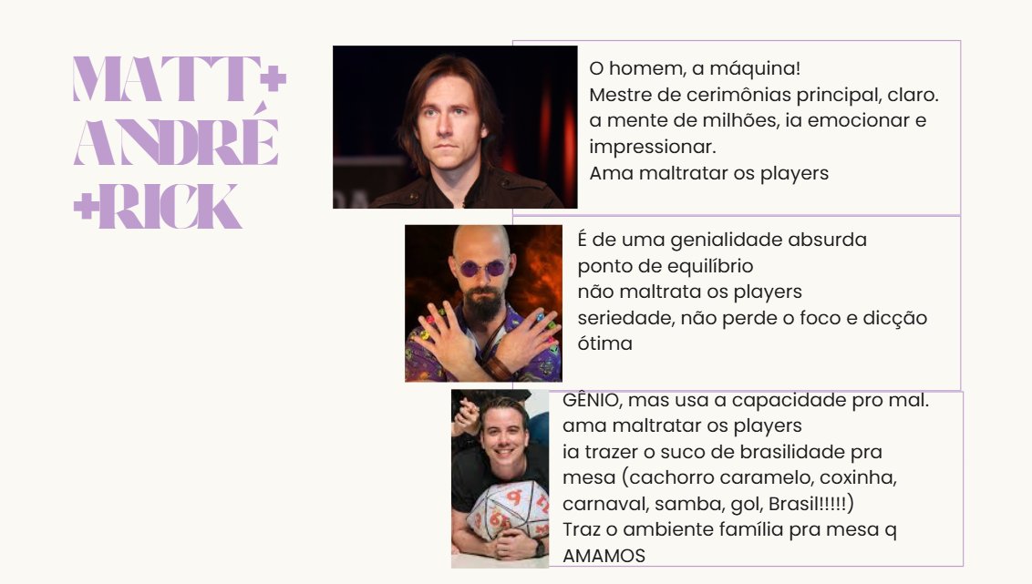 thetieflingdm's tweet photo. 7- Matt + Rick from @nerdsbonde and André from narradoresnarrados #CriticalRoleinBrazil
they're all inspirational, I jsut love how amazing their minds works, and I'm so sure they would create such a spectacular and emotional adventure together. Matt and Rick are the impersonation of good and bad, and André would keep the balance between them. Nice haha.