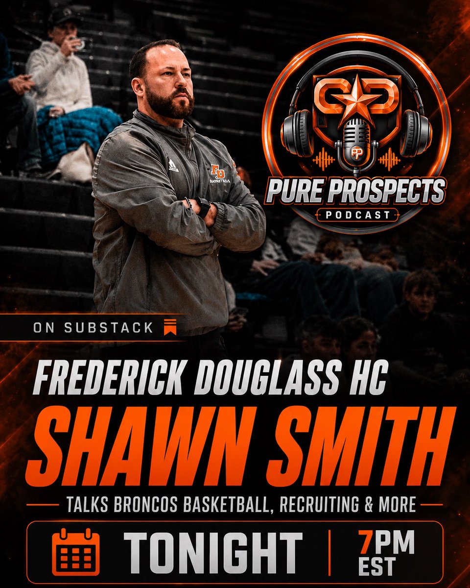 Pure_Prospects's tweet photo. 🚨 LIVE TONIGHT — 7 PM ET

Frederick Douglass 🏀 HC Shawn Smith joins the Pure Prospects Podcast to talk Broncos basketball, recruiting, player development &amp; more.

📍 Live on Substack
🔥 Tap in! https://t.co/mZvg2fYczV