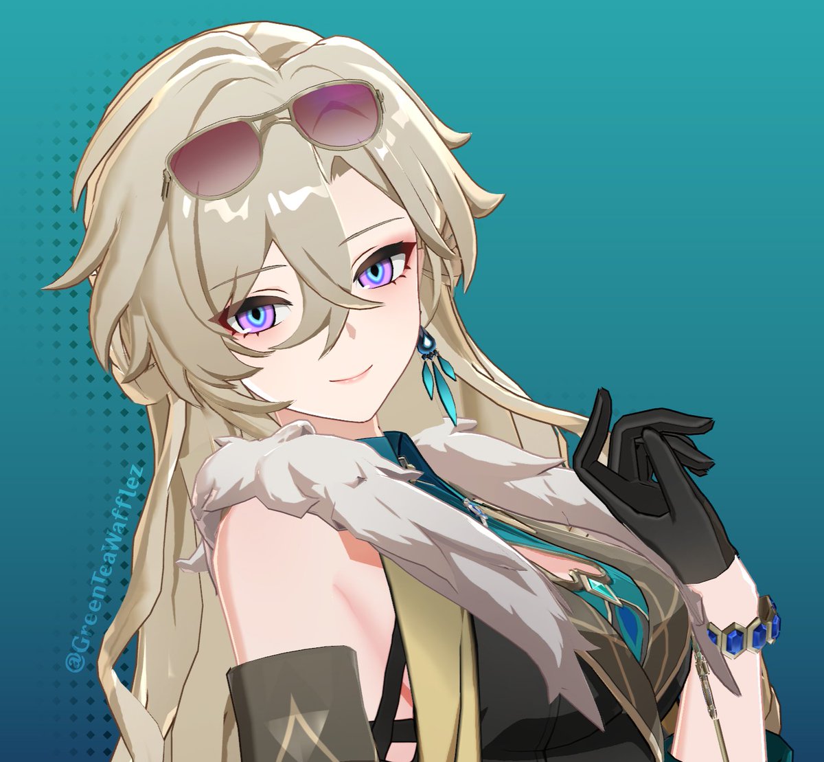 GreenTeaWafflez's tweet photo. fixed up a model for a friend! a really gorgeous edit by nuri5456 (DA)💛 #aventurine #honkaistarrail https://t.co/sOtwzmcR7N