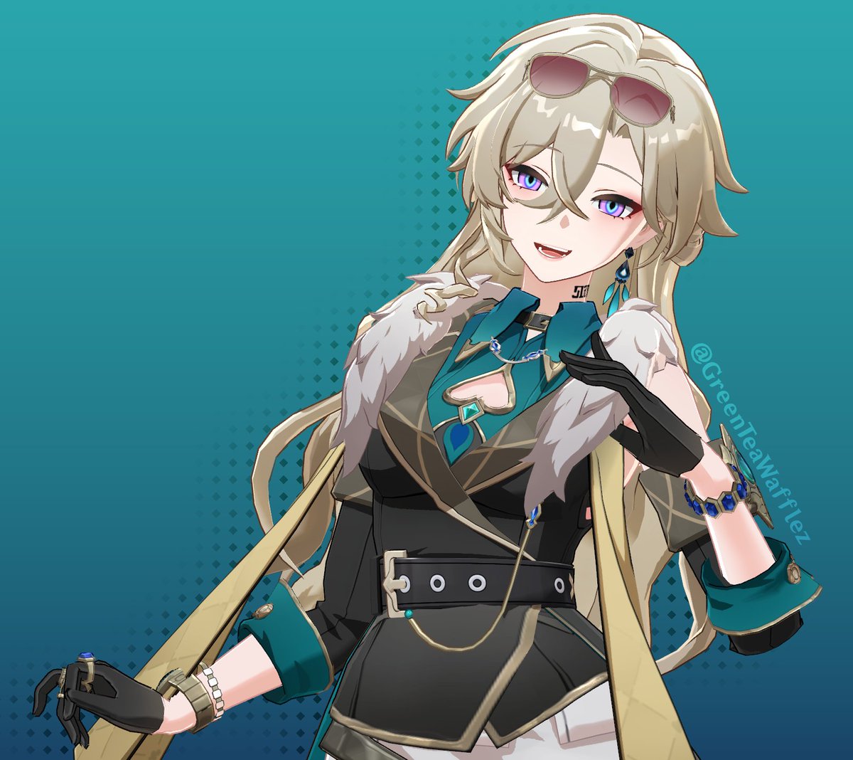 GreenTeaWafflez's tweet photo. fixed up a model for a friend! a really gorgeous edit by nuri5456 (DA)💛 #aventurine #honkaistarrail https://t.co/sOtwzmcR7N