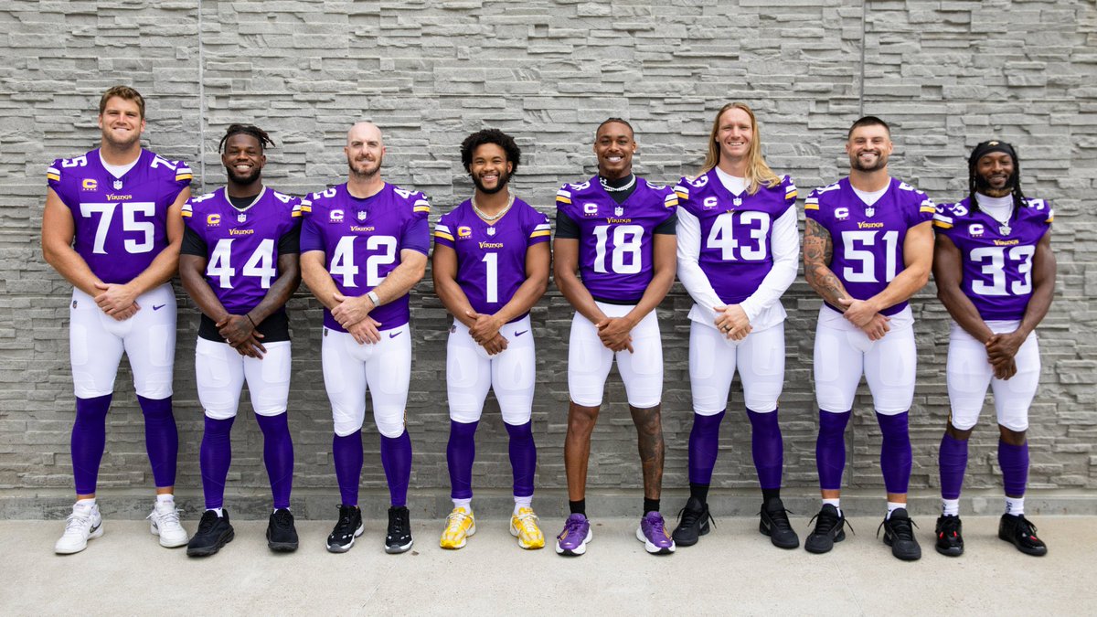 VikesMuse_'s tweet photo. The Vikings have officially named their captains

@K1 
@JJettas2 
@Showtyme_33 
@andrewdepaola 
@AndrewVanGinkel 
@NoExcuses_23 
@blockayyy 
@brian_oneill_ 

Congrats! 👏 https://t.co/LDKRq5VyDX