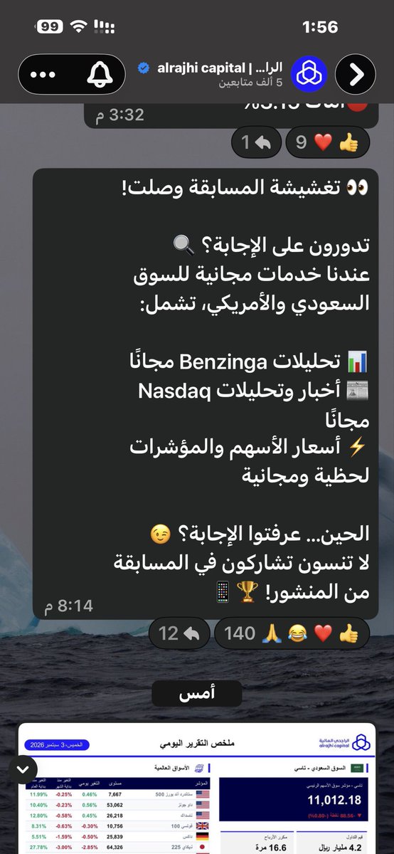 ali45932's tweet photo. @AlRajhiCapital ١- تحليلات Benzinga مجانًا .
٢- أخبار وتحليلات Nasdaq مجانًا .
٣- أسعار الأسهم والمؤشرات لحظية ومجانية .

#الراجحي_المالية https://t.co/HlM3sM2ZT6
