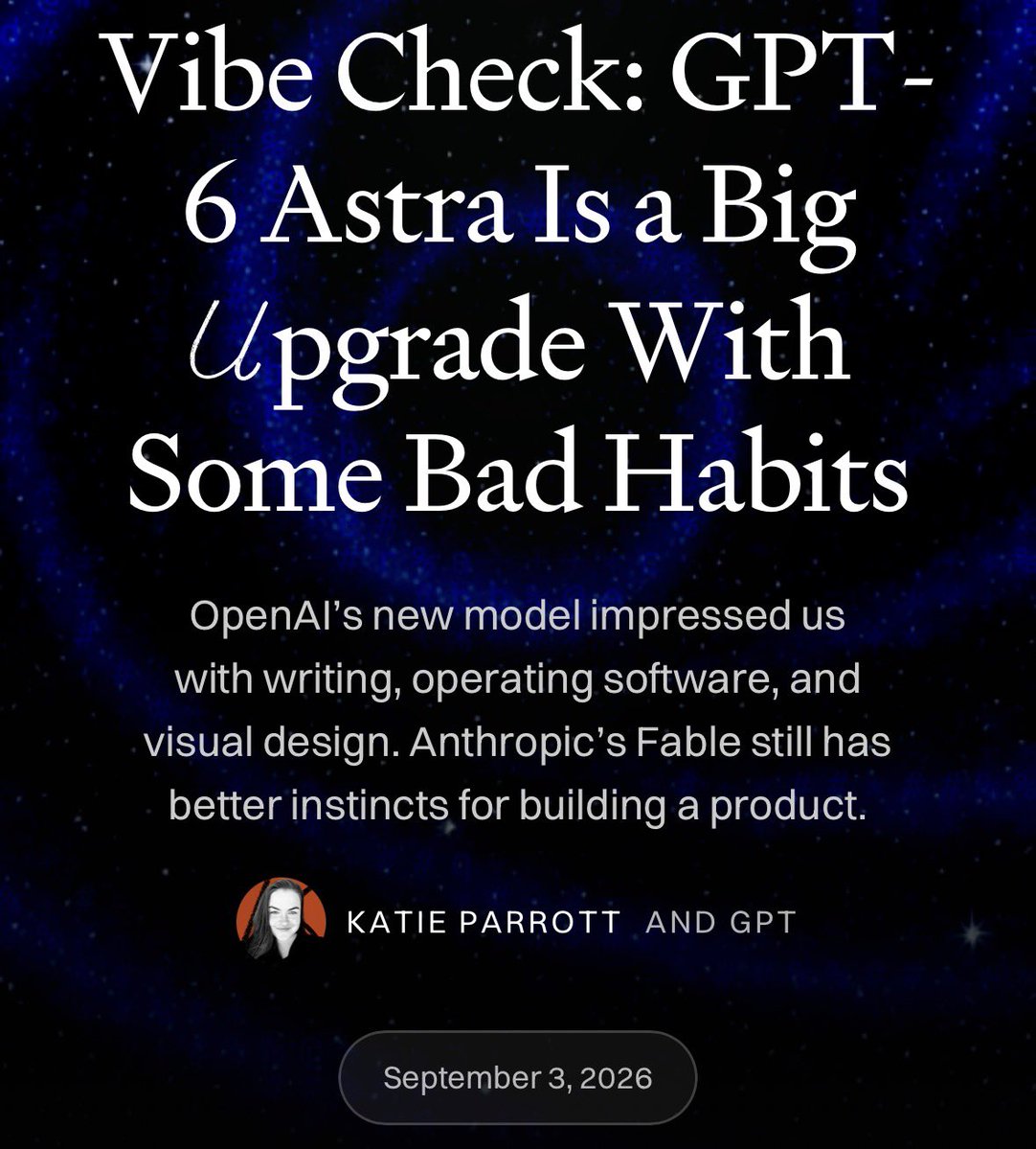 6. Writing, computer use, and visual design are a real upgrade. Bad habits: overbuilds. Fable still wins product instinct.
