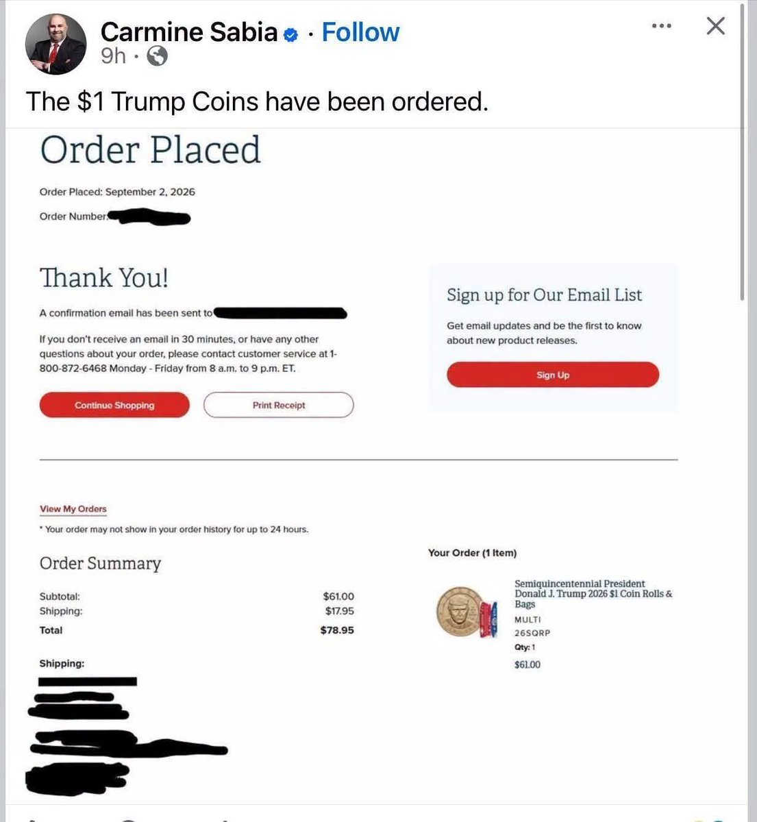 Christo12919382's tweet photo. Newsflash: Those $1 trump coins will cost you $61!!!

ANOTHER TRUMP SCAM!! https://t.co/n5M60BWl3k