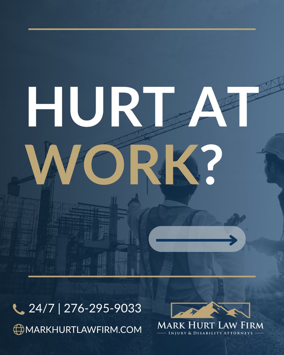 MarkHurtLaw's tweet photo. Hurt at work and wondering what happens next? 👷

If you’ve been injured on the job, Mark Hurt Law Firm can help you understand your workers’ compensation claim and the benefits you may be entitled to pursue.

🌐 https://t.co/Pl5p3QRz4f

#MarkHurtLawFirm #VirginiaWorkersComp https://t.co/XymG9bIB6M