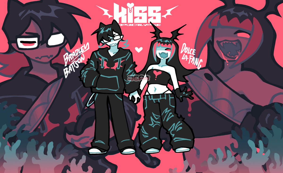 jea_yagi's tweet photo. My OCs! Original project called KISS APOCALYPSE ❤️
Meet Bradley and Dolce, vampire couple and an undead buffet! https://t.co/wEccyPvPg3