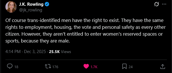 GirlGirl124525's tweet photo. The first pic is what J.K. Rowling said. The second pic is what trans activists say. It's almost like trans activists lie and exaggerate to justify their hatred of J.K. Rowling and other women. We can't have laws in society based on lies, but that's what trans people want. https://t.co/BlOhMk6ARf