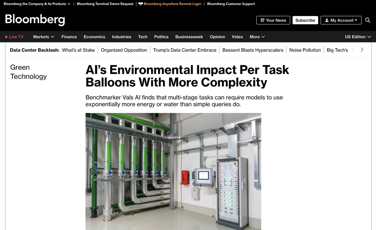 ValsAI's tweet photo. Gov. Shapiro just signed an execute order establishing stringent AI data center regulations, focusing on energy, water and community burdens. But measurements of the environmental footprint of AI are incomplete outside the context of how the technology is used. Our new Environmental Impacts Report ties environmental impact directly to the tasks for which AI is being used.