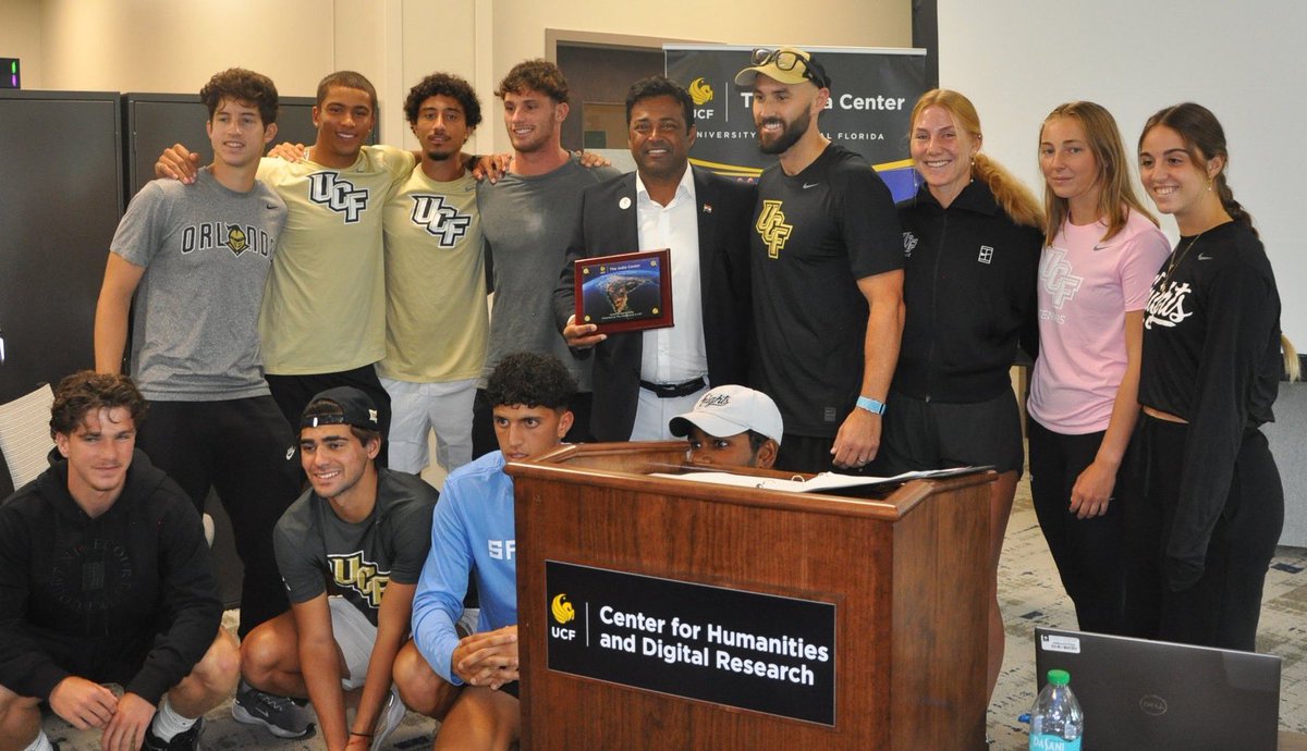 IndiainAtlanta's tweet photo. 🇮🇳 Sports Connect: @Leander in Florida 🇺🇸

🔹Consulate General of India in Atlanta collaborated with @IndiaCenterUCF to host tennis legend @Leander for the Annual India Lecture Series at the University of Central Florida. 

🔹Grateful Prof. Manoj Chopra for moderating an engaging conversation on sport, science, and human performance. 

🔹Thank you @the_nuclearyogi for the initiative . #UCF #LeanderPaes 🇮🇳
