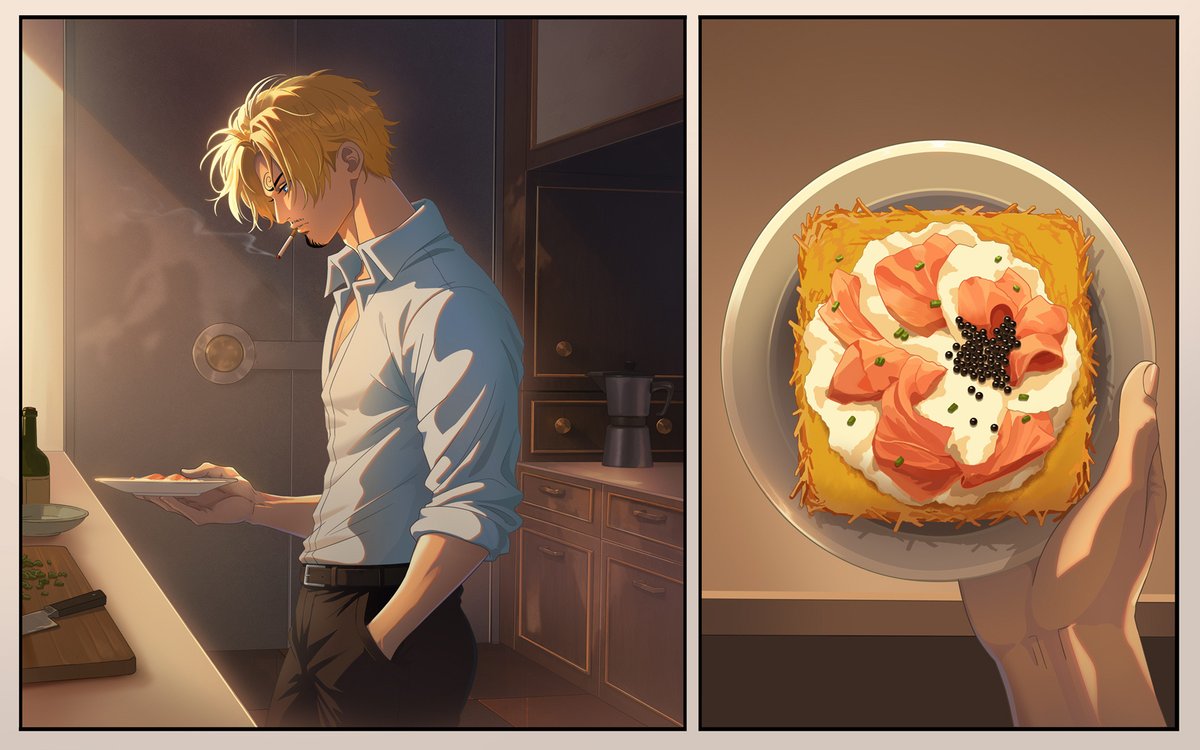 AuroRinnnn's tweet photo. Illustration for chapter 1 of 'Unmade' by @aveitso 💚💛 #sanji https://t.co/jV4WtfdOyl
