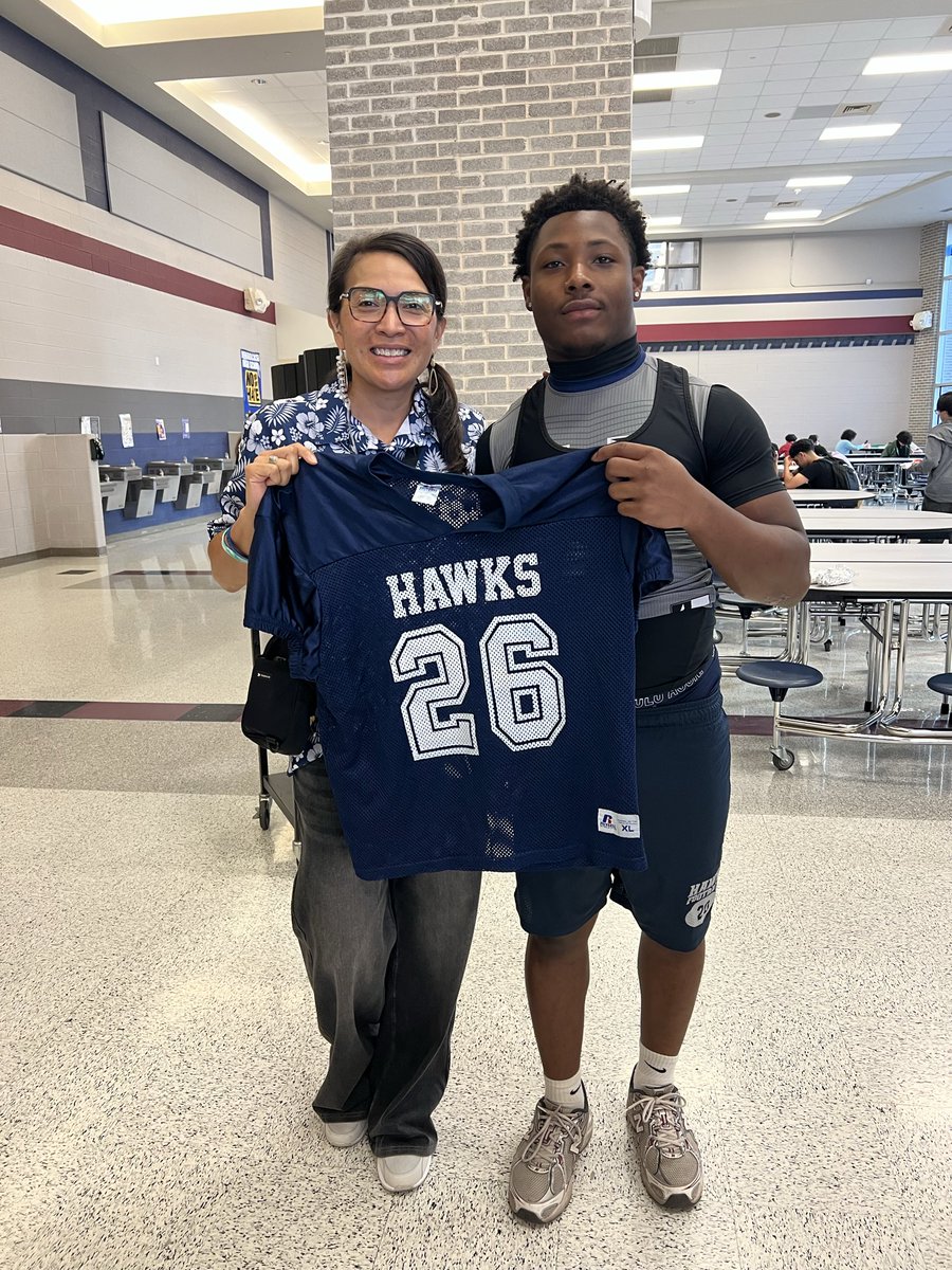 clarissanora's tweet photo. That’s right!  @EJ_Chosen1 will be crushing it under tonight’s Thursday Night Lights !! I am honored to wear his jersey today! Be sure to come support #26 EJ and the Hawks tonight 7:00 at the Pfield - Let’s go! @HendricksonFB https://t.co/FbFEH8W2hO