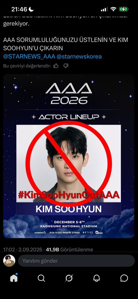 miawsaas's tweet photo. Şu pedolifi oça linç kampanyası

#KimSoohyunOutAAA 
@starnewskorea @STARNEWS_AAA https://t.co/2UsKGs4iN0