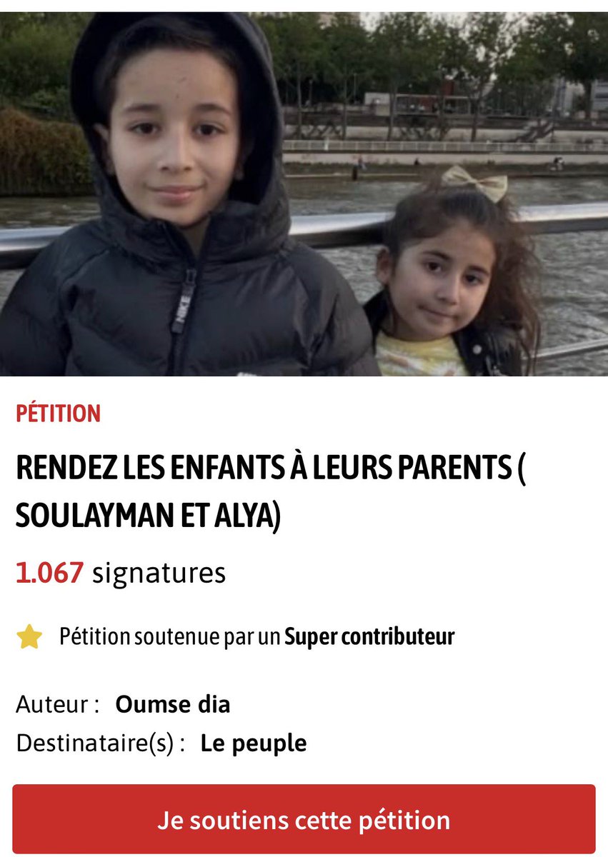 oumsedia69's tweet photo. #petition Les amis, le petit Souleyman, que nous soutenons avec cette pétition, a fugué pour la 4ᵉ fois afin d’essayer de retrouver sa famille !!

Malgré cela, il a de nouveau été reconduit dans une famille d’accueil, séparé de sa sœur Alya, qui a été placée dans une autre famille.

Ils doivent pouvoir retrouver leur famille. ❤️

S’il vous plaît, prenez quelques secondes pour signer et partager la pétition afin de soutenir Souleyman et Alya et leur permettre de retrouver les leurs.

🙏 Chaque signature compte. Lien https://t.co/3YTHcajWve