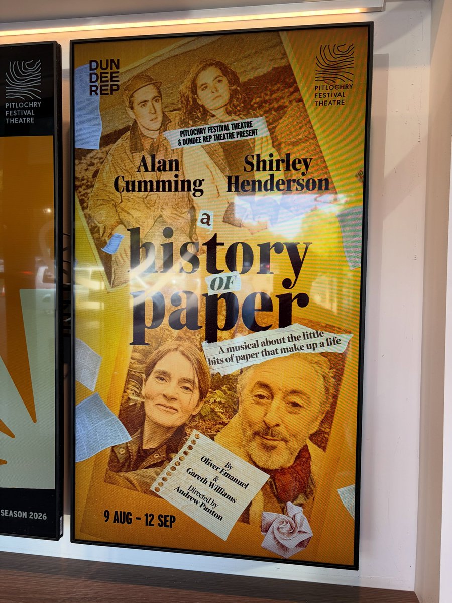 HuldaMisumi's tweet photo. Just saw “A History of Paper” at Pitlochry Festival Theatre. What an incredible production—I’ve never seen anything like it. Highly recommend it if you can catch it: Pitlochry until 12 Sept, then Dundee 16–19 Sept. https://t.co/EgURbGSUMz