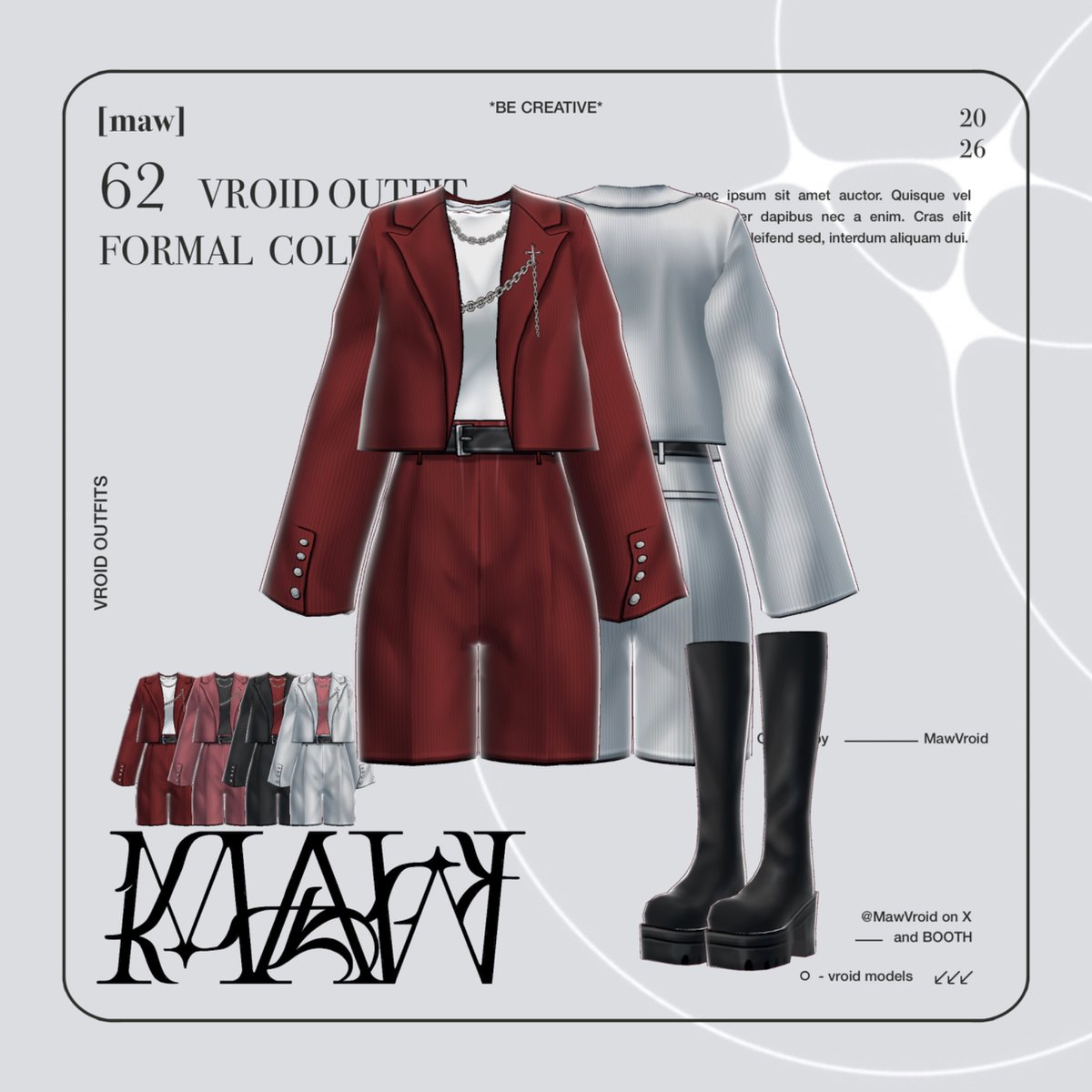 MawVroid's tweet photo. 62 OUTFIT VROID by [maw] |FULL COLOR CUSTOMIZATION| | [maw] https://t.co/JlNrw4qFNb #booth_pm #BOOTH #VroidStudio #VTuber #VRC https://t.co/eM9BsqoO0l