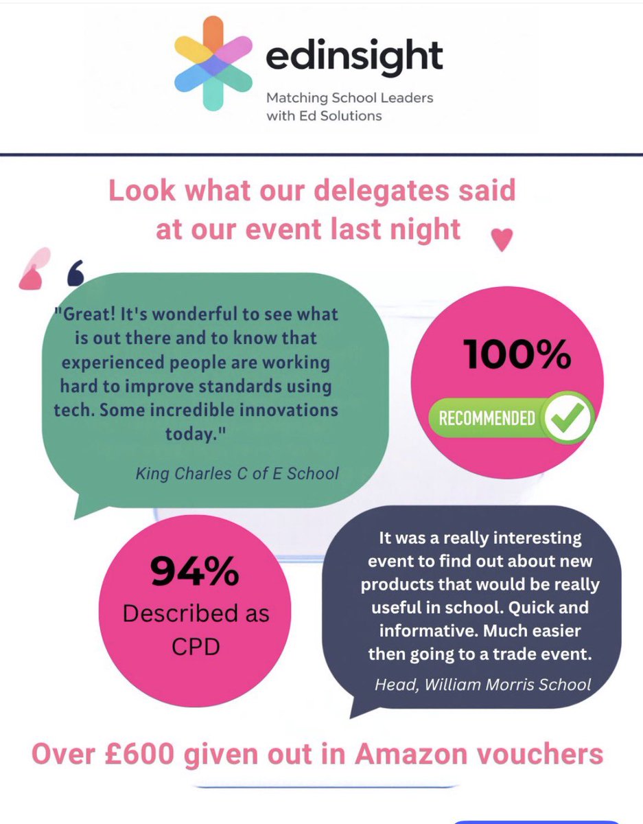 EdInsightEvents's tweet photo. Great night last night! Fantastic suppliers - if you are primary SLT and want to learn what’s out there for your school AND get £25 please sign up! https://t.co/ErNLDOk0ex https://t.co/xIzqenjvuz