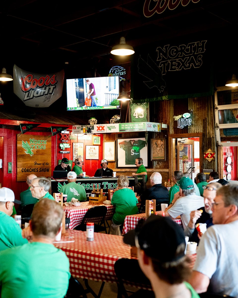 MeanGreenFB's tweet photo. First Mean Green Coach's Show of the season in the books!

A huge thank you to everyone who came out @rudysbbq for this week's show.

#GMG🦅 https://t.co/4KuqKSknm4