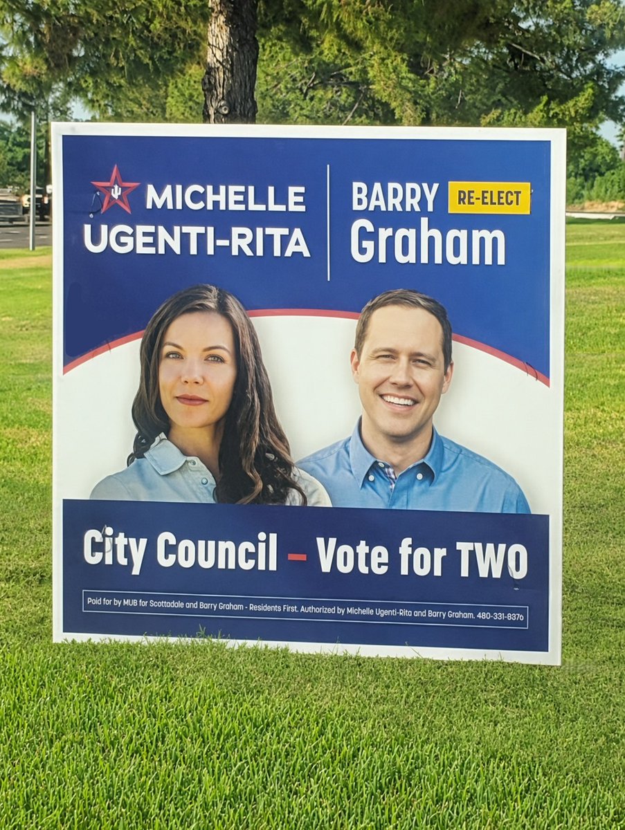 ScottsdaleVoter's tweet photo. Look what we saw today

There are three candidates for two seats. The other candidate, Raoul Zubia, is endorsed by the DSA and takes money from Axon apartment developers and the STR-lobby

We like @MichelleUgenti and @BarrySGraham