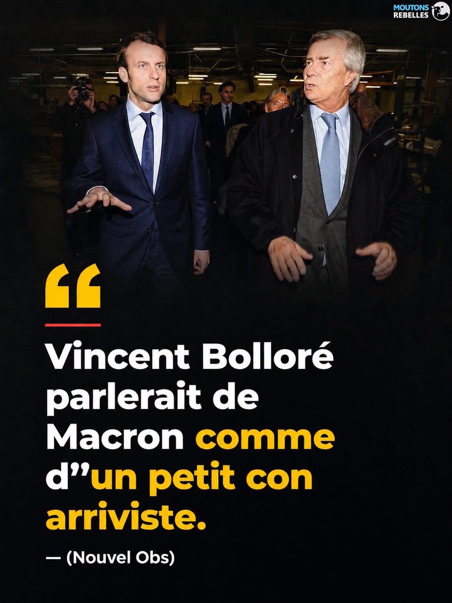 lolitazemorita's tweet photo. ET IL A RAISON 😉👍🏻👊

🔴🇫🇷 Vincent Bolloré parlerait de Macron comme d’ "un petit con arriviste." (Nouvel Obs) https://t.co/mQWOyHWJsj