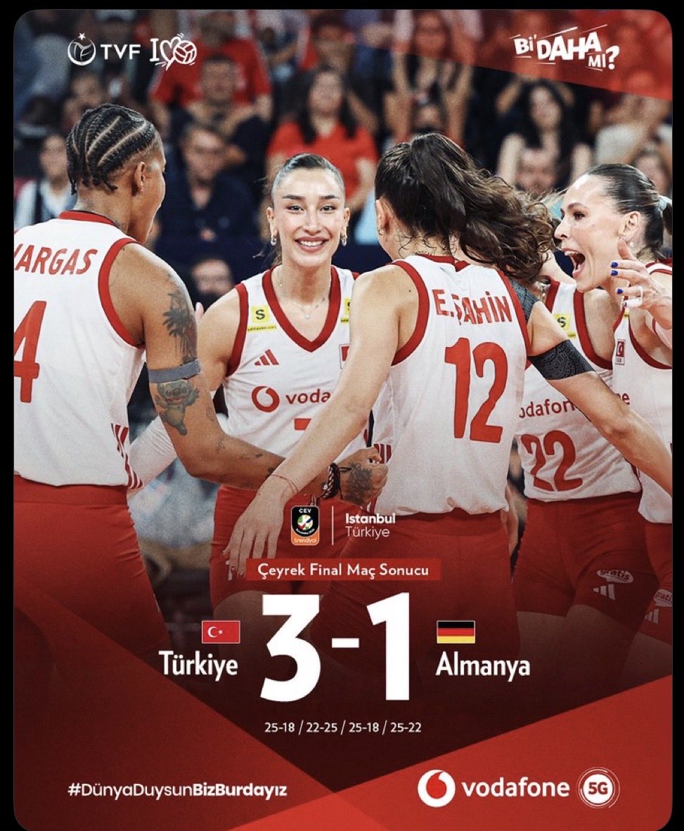 bengibaser's tweet photo. Almanya'yı 3-1 yenen A Milli Kadın Voleybol Takımımız yarı finalde🇹🇷🇹🇷🇹🇷🇹🇷🇹🇷

Tebrikler #AtatürkünKızları https://t.co/zTLBolixfy