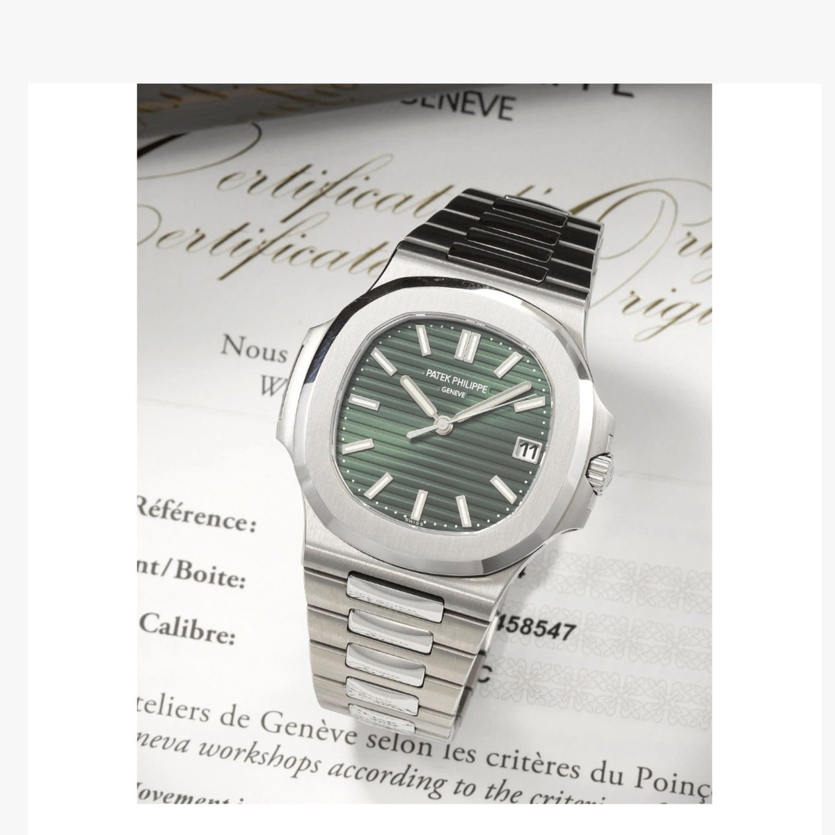 hanche0lism's tweet photo. the patek philippe pautilus ref. 5711/1A-014 in olive green &amp; ref. 7118/1R-001 in rose gold, distinct expressions of iconic Nautilus design, given as a timeless his-and-hers pairing (official website)

Seungcheol wearing the olive green version &amp; Jeonghan the rose gold 🍒😇💕 https://t.co/6tSxt6Fbql