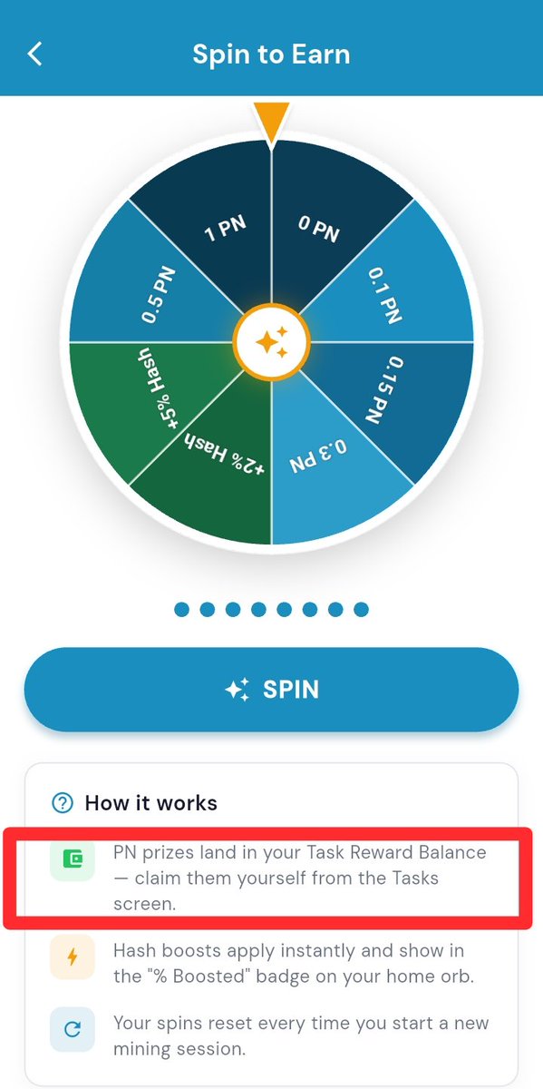 PeeNetwork_tech's tweet photo. All $PN earned through the Spinning Method are automatically redirected to your Task Balance section.

⚠️ They will not appear directly in your Total Balance.

👉 Simply go to Task Balance and manually claim your $PN to move them into your Total Balance.

Let us know if this explanation helps.