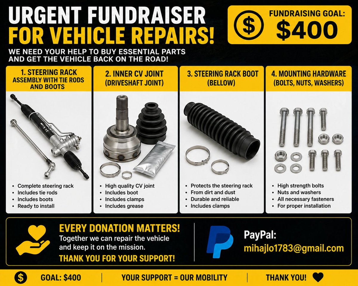 bimba1783's tweet photo. Night update 🌙 No changes for now — $89 of $400 raised. The fundraiser continues. 🙏 We still need $311 for repair parts. Please donate or share. Even $1 makes a difference. Together we can do this! ❤️ PayPal: mihajlo1783@gmail.com https://t.co/9zA1DIZ2Ty