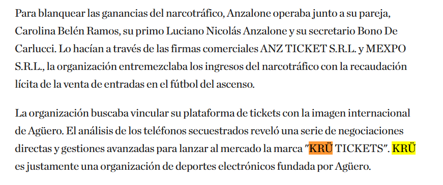 porquehaybardo's tweet photo. Porque la justicia estaría investigando al Kun Agüero por vínculos con una red de narcotráfico, donde estaría involucradas transferencias relacionadas a @KRUesports (!!!) https://t.co/mXDhjx5yOo