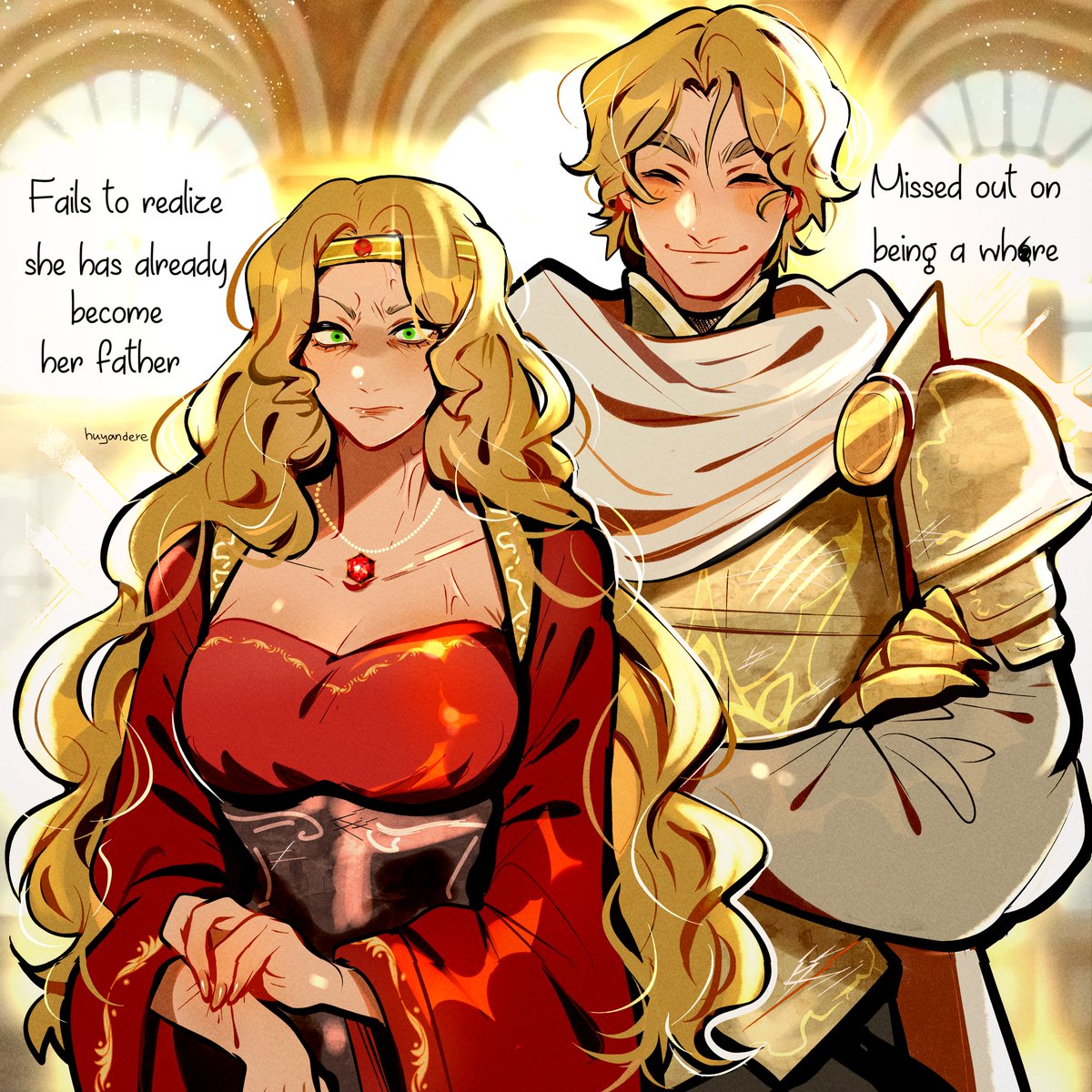 huyandere's tweet photo. my artistic rendition of the lannister twins #asoiaf https://t.co/fj64AM418g