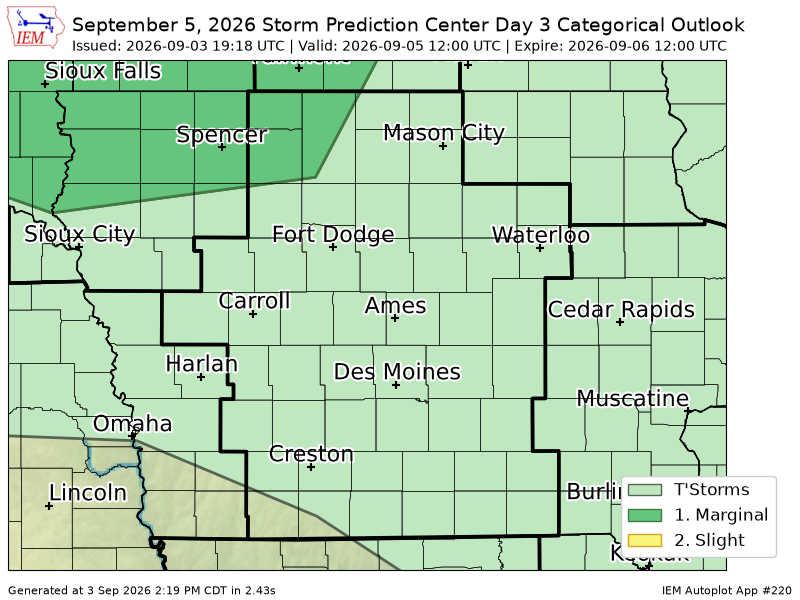 chaserbrandonWX's tweet photo. #SPC issues Day 3 Marginal Convective Risk at Sep 3, 19:18z for DMX https://t.co/bqAyYdxLZB https://t.co/aDjGDG8ycu